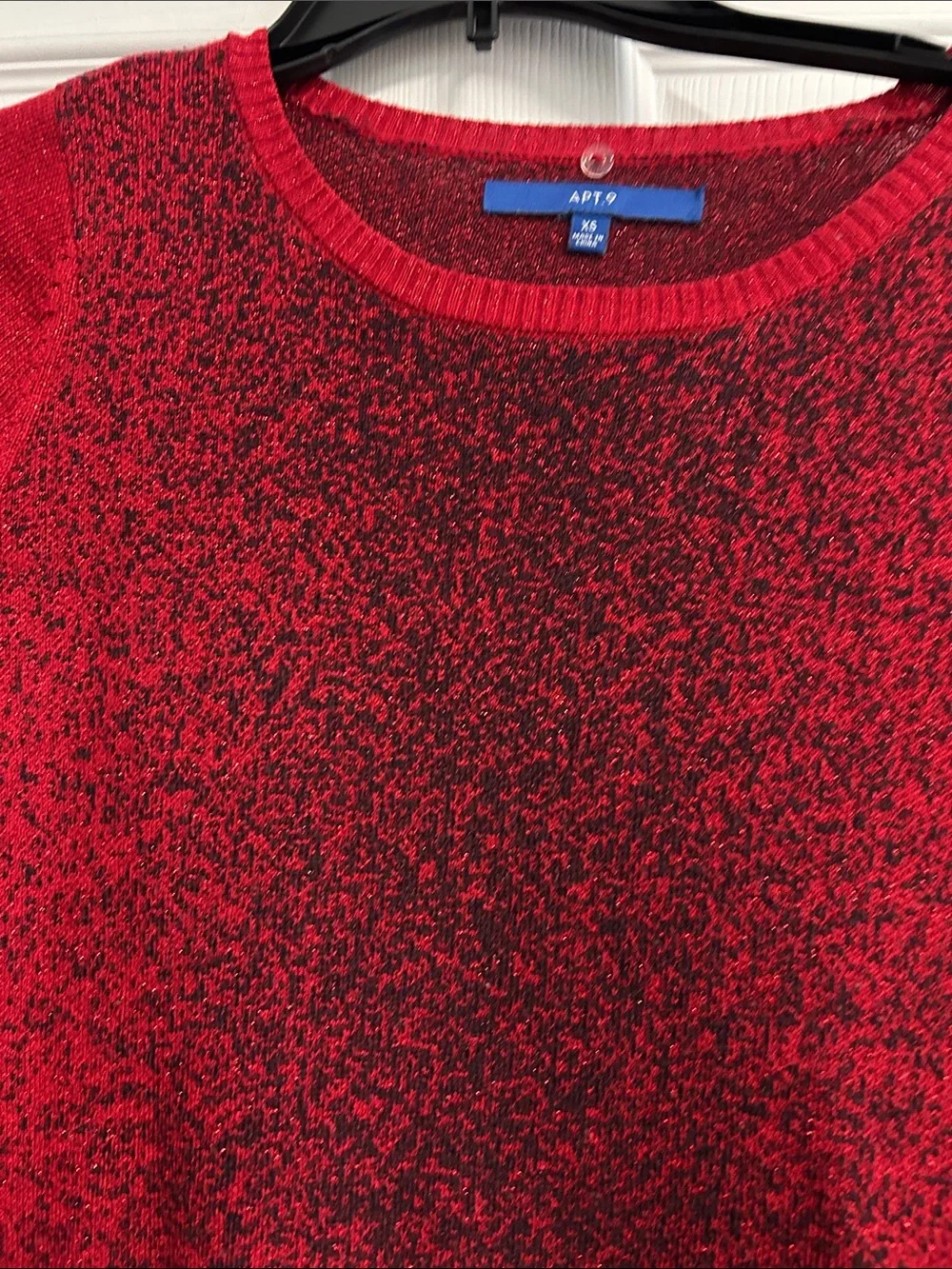 Apt. 9 Red and Black Sparkle Crewneck Sweater
